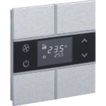 Rosa Metal Brushed KNX Thermostat, 2-Gang, Natural, Status LED without Icon