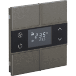 Rosa Metal Brushed KNX Thermostat, 2-Gang, Bronze, Status LED without Icon