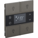 Rosa Metal Brushed KNX Thermostat, 2-Gang, Bronze, Status LED with Icon