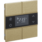 Rosa Metal Brushed KNX Thermostat, 2-Gang, Gold, Status LED without Icon