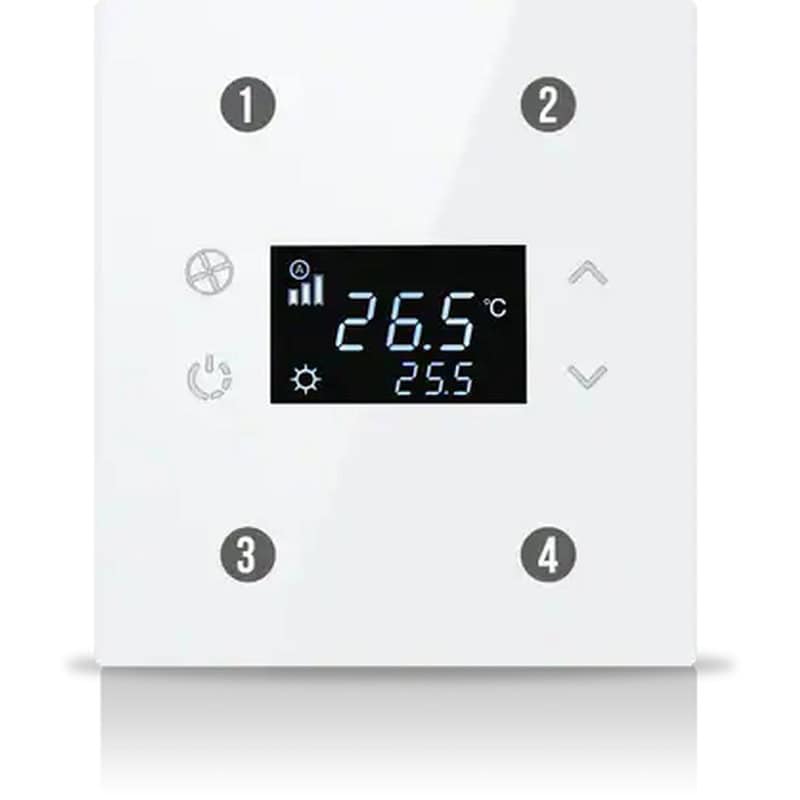 int-rst2-0200f1 Rosa Solid KNX Thermostat, 2-Gang, Pearl White - Image 1